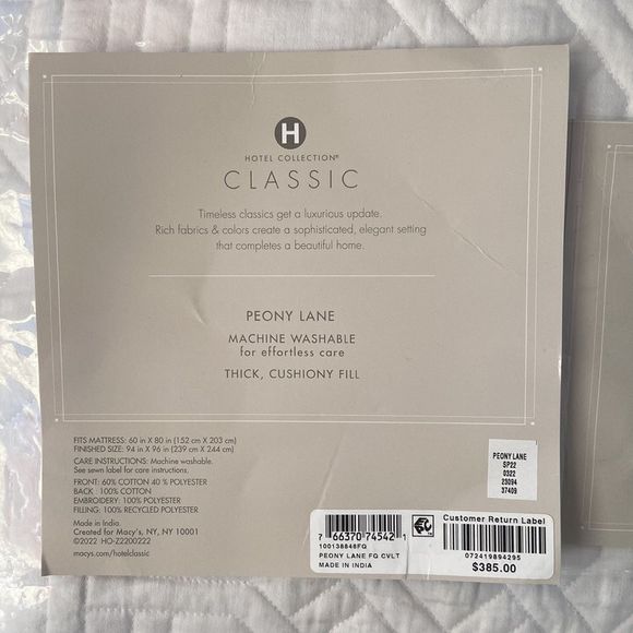 Hotel Collection Peony Lane Coverlets, Full/Queen - Picture 4 of 4